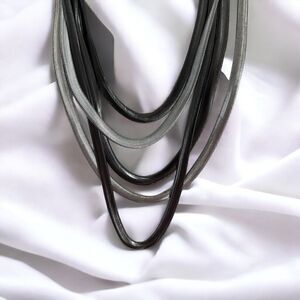 Pewter and silver metal chain statement necklace‎
